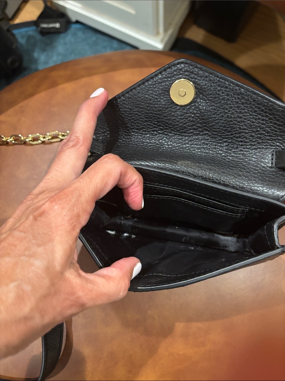 Tory Burch Black Leather Crossbody with Gold Chain - Picture 3 of 9
